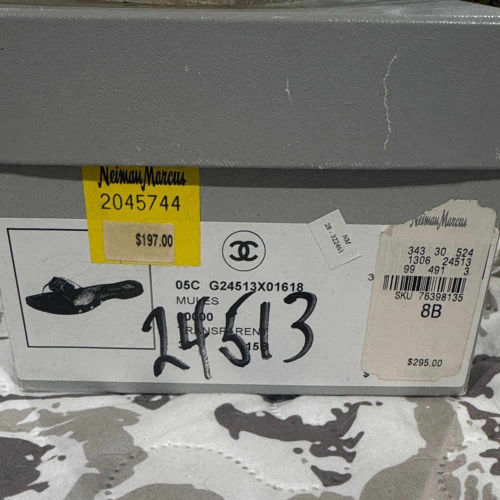 CHANEL clear  Mules with Silver Accents